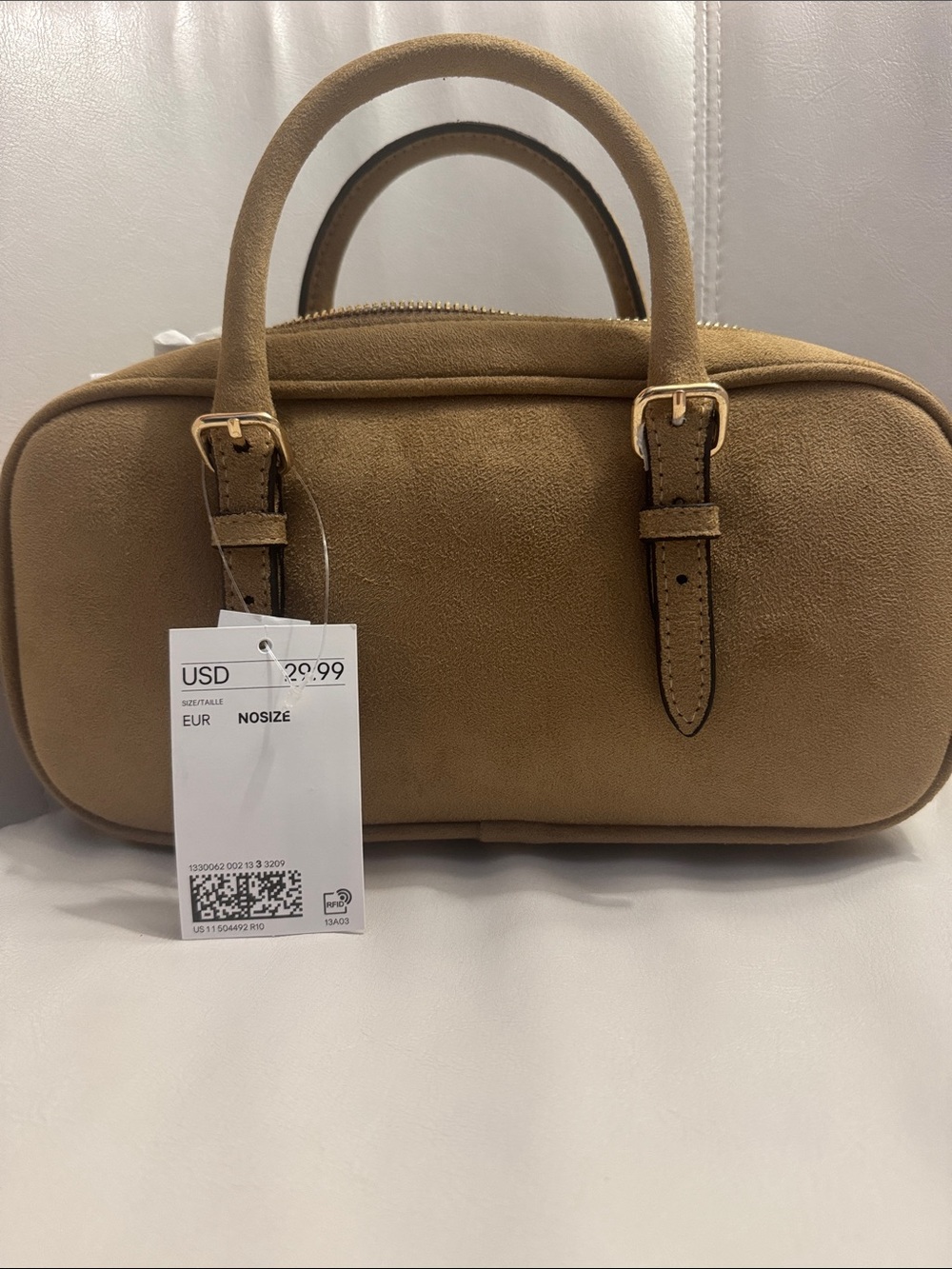 H&M Tan Suede Mini Top-Handle Bag